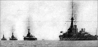 Line of British Dreadnaughts at the Battle of Jutland